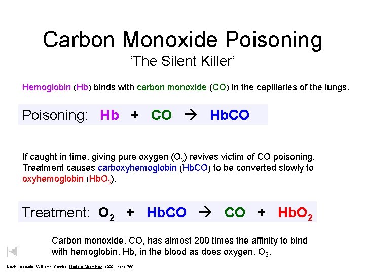 Carbon Monoxide Poisoning ‘The Silent Killer’ Hemoglobin (Hb) binds with carbon monoxide (CO) in