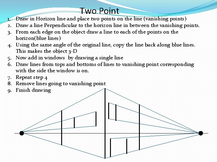 Two Point 1. Draw in Horizon line and place two points on the line