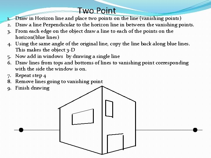 Two Point 1. Draw in Horizon line and place two points on the line