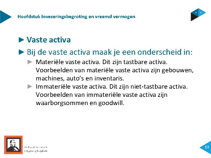 Hoofdstuk Inveseringsbegroting en vreemd vermogen ► Vaste activa ► Bij de vaste activa maak