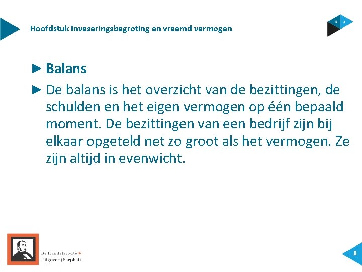 Hoofdstuk Inveseringsbegroting en vreemd vermogen ► Balans ► De balans is het overzicht van