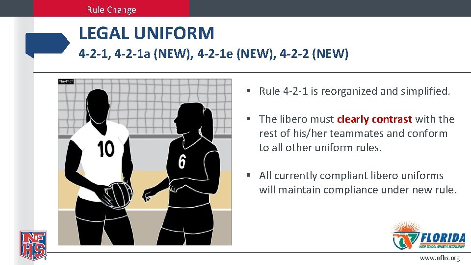 Rule Change LEGAL UNIFORM 4 -2 -1, 4 -2 -1 a (NEW), 4 -2