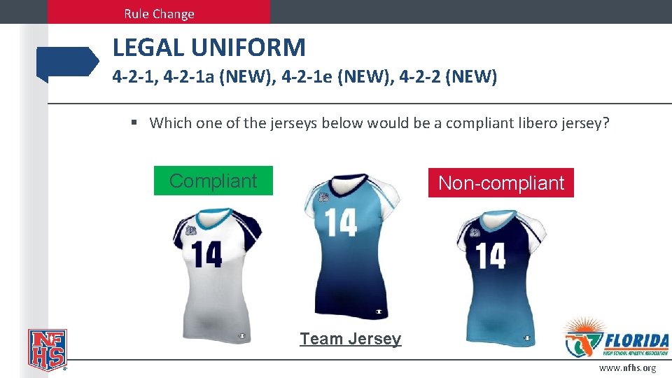 Rule Change LEGAL UNIFORM 4 -2 -1, 4 -2 -1 a (NEW), 4 -2