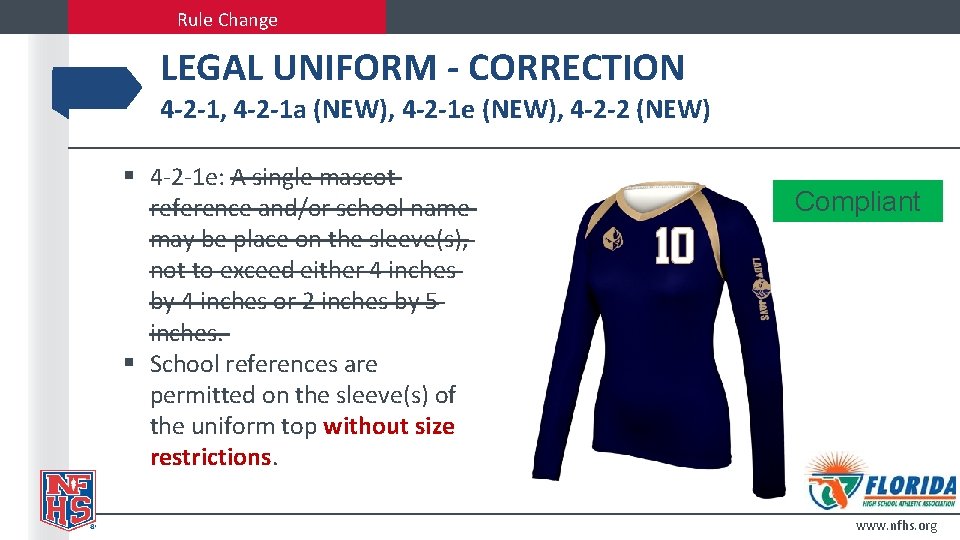 Rule Change LEGAL UNIFORM - CORRECTION 4 -2 -1, 4 -2 -1 a (NEW),