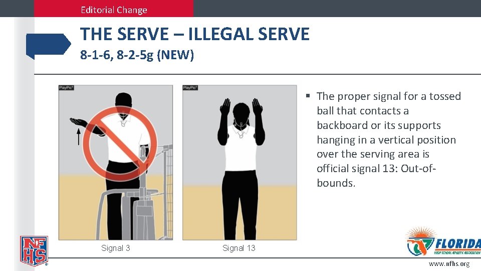 Editorial Change THE SERVE – ILLEGAL SERVE 8 -1 -6, 8 -2 -5 g