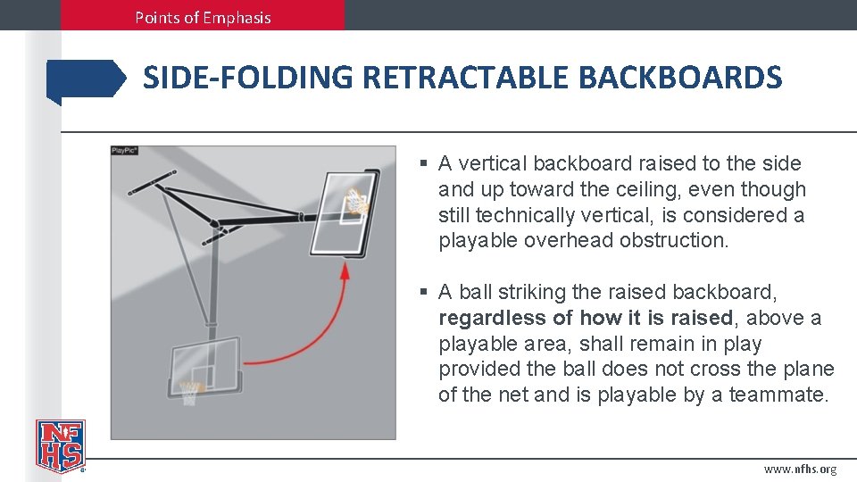 Points of Emphasis SIDE-FOLDING RETRACTABLE BACKBOARDS § A vertical backboard raised to the side