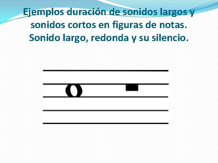 Ejemplos duración de sonidos largos y sonidos cortos en figuras de notas. Sonido largo,