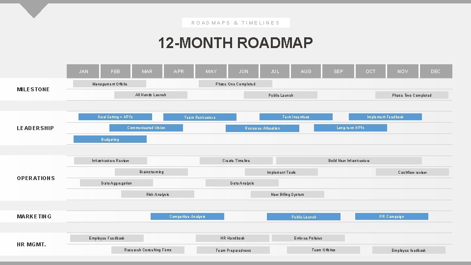 ROADMAPS & TIMELINES 12 -MONTH ROADMAP JAN FEB MAR APR MAY JUN JUL AUG