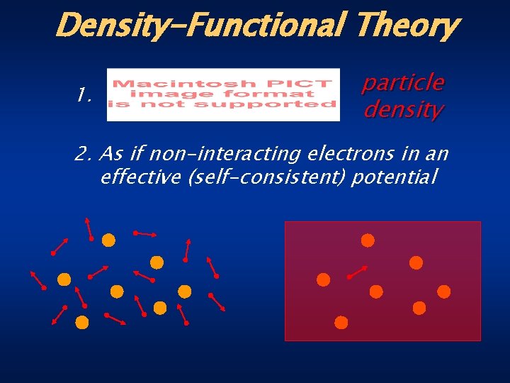 Density-Functional Theory 1. particle density 2. As if non-interacting electrons in an effective (self-consistent)