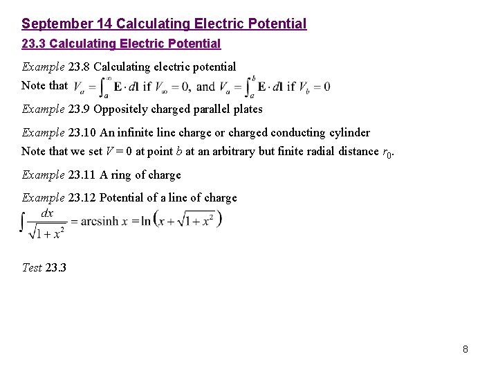 Chapter 23 Electric Potential September 10 Electric Potential