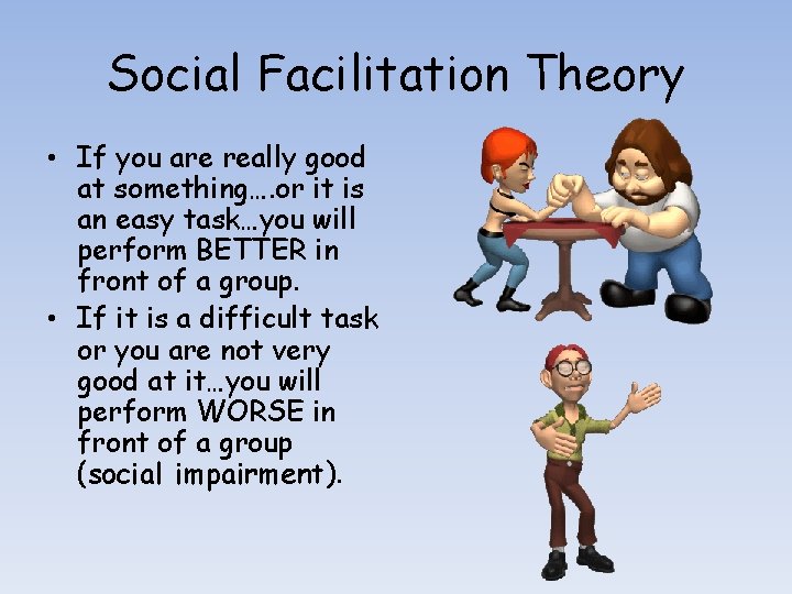 Social Facilitation Theory • If you are really good at something…. or it is