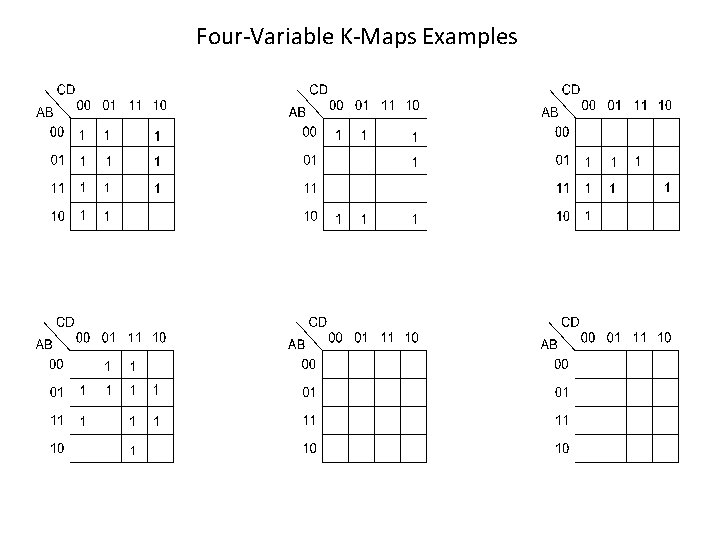 Four-Variable K-Maps Examples Four-Variable K-Maps Examples