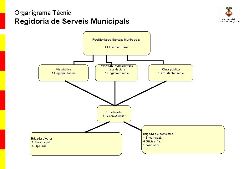 Organigrama Tècnic Regidoria de Serveis Municipals M. Carmen Sanz Via pública 1 Enginyer tècnic