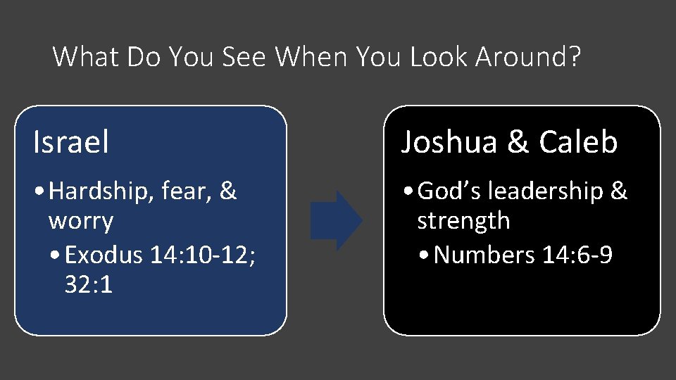 What Do You See When You Look Around? Israel Joshua & Caleb • Hardship,