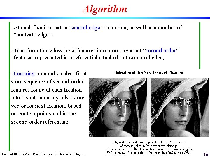 Algorithm - At each fixation, extract central edge orientation, as well as a number