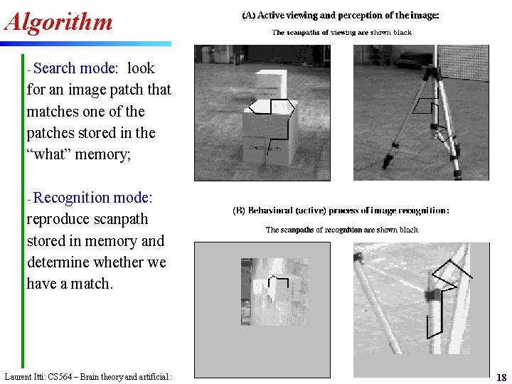 Algorithm - Search mode: look for an image patch that matches one of the