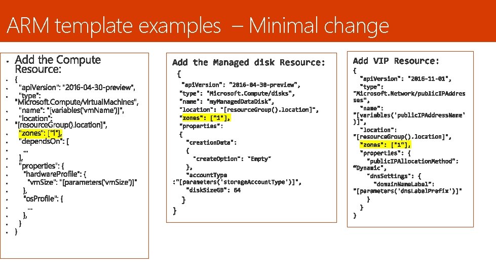 ARM template examples – Minimal change 