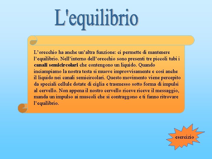 L’orecchio ha anche un’altra funzione: ci permette di mantenere l’equilibrio. Nell’interno dell’orecchio sono presenti