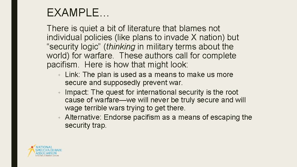 EXAMPLE… There is quiet a bit of literature that blames not individual policies (like