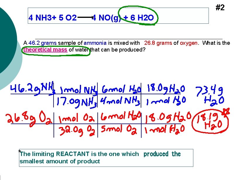 #2 4 NH 3+ 5 O 2 4 NO(g) + 6 H 2 O