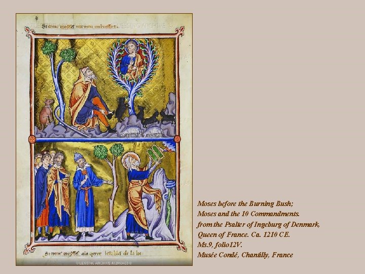 Moses before the Burning Bush; Moses and the 10 Commandments. from the Psalter of