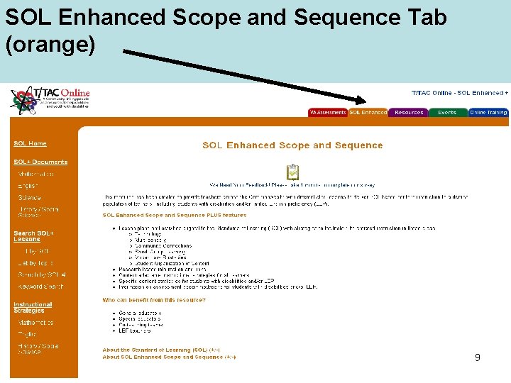 SOL Enhanced Scope and Sequence Tab (orange) 9 