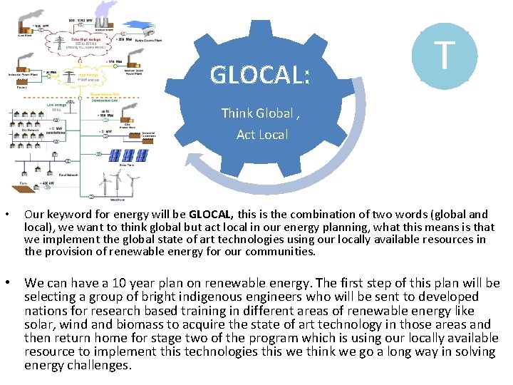 GLOCAL: T Think Global , Act Local • Our keyword for energy will be