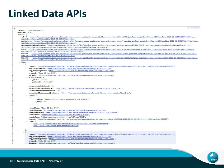 Linked Data APIs 22 | Environmental Data APIs | Peter Taylor 