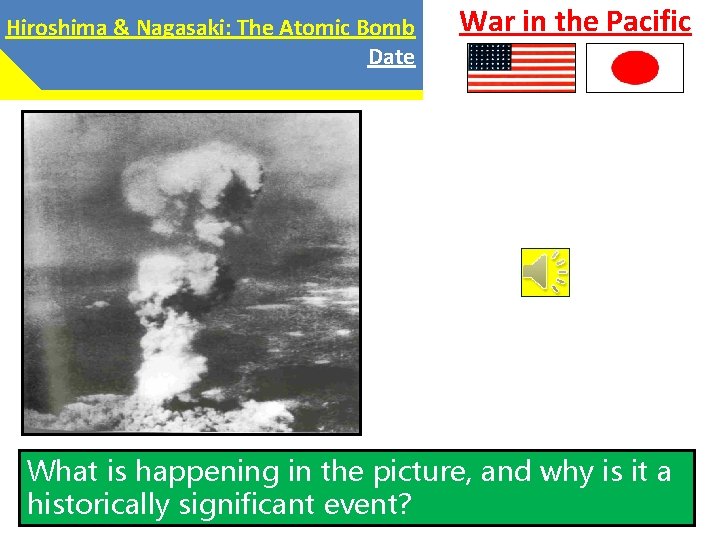 Hiroshima & Nagasaki: The Atomic Bomb Date War in the Pacific What is happening