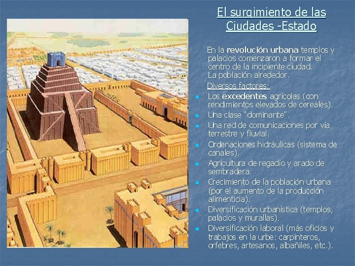 El surgimiento de las Ciudades -Estado n n n n En la revolución urbana