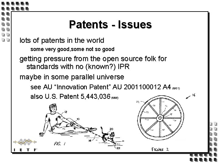 Patents - Issues lots of patents in the world some very good, some not