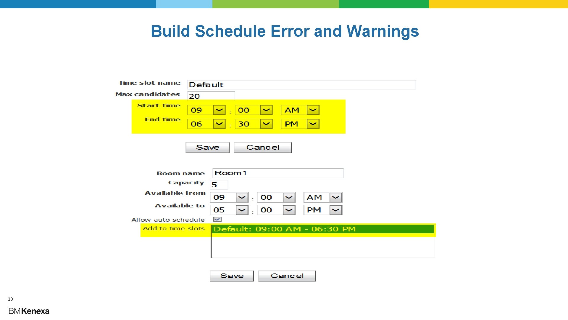 Build Schedule Error and Warnings 10 