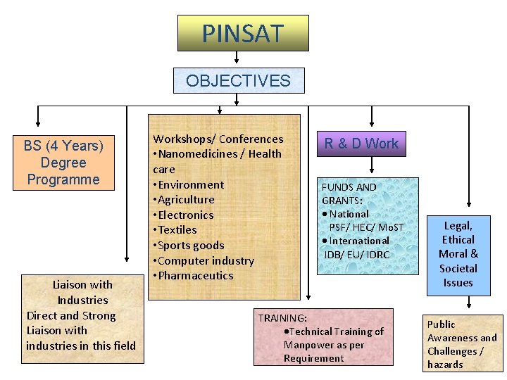 PINSAT OBJECTIVES BS (4 Years) Degree Programme Liaison with Industries Direct and Strong Liaison