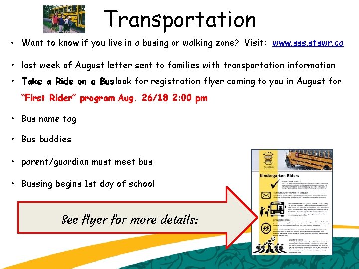 Transportation • Want to know if you live in a busing or walking zone?