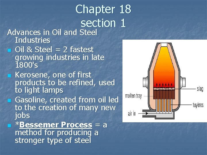 Chapter 18 section 1 Advances in Oil and Steel Industries n Oil & Steel