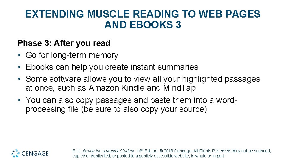 EXTENDING MUSCLE READING TO WEB PAGES AND EBOOKS 3 Phase 3: After you read