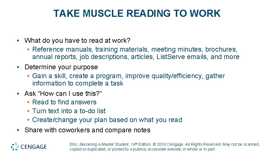 TAKE MUSCLE READING TO WORK • What do you have to read at work?