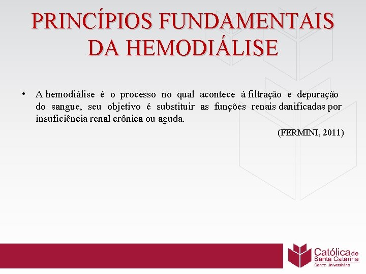 PRINCÍPIOS FUNDAMENTAIS DA HEMODIÁLISE • A hemodiálise é o processo no qual acontece à