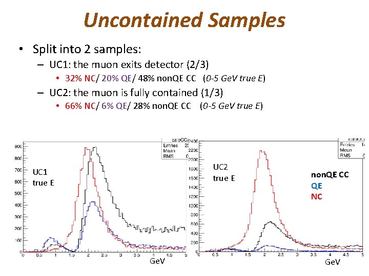 Uncontained Samples • Split into 2 samples: – UC 1: the muon exits detector