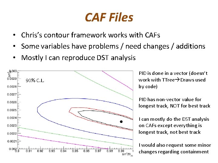 CAF Files • Chris’s contour frameworks with CAFs • Some variables have problems /