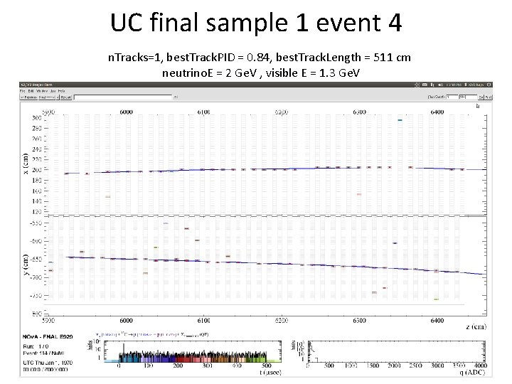 UC final sample 1 event 4 n. Tracks=1, best. Track. PID = 0. 84,