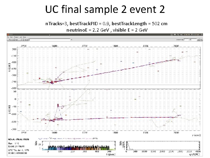 UC final sample 2 event 2 n. Tracks=3, best. Track. PID = 0. 9,