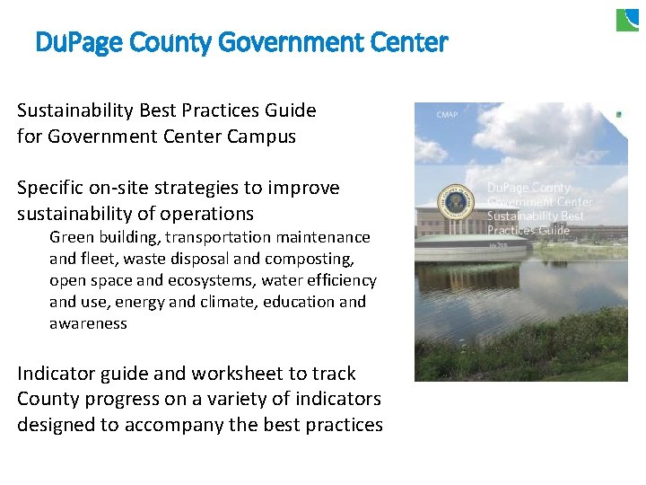 Du. Page County Government Center Sustainability Best Practices Guide for Government Center Campus Specific