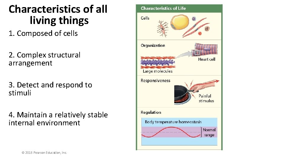 Characteristics of all living things 1. Composed of cells 2. Complex structural arrangement 3.