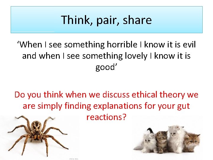 Think, pair, share ‘When I see something horrible I know it is evil and