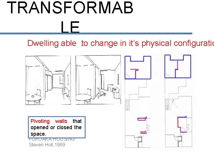 TRANSFORMAB LE Dwelling able. to change in it’s physical configuratio Pivoting walls that opened