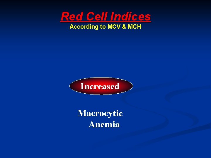 Red Cell Indices According to MCV & MCH Increased Macrocytic Anemia 