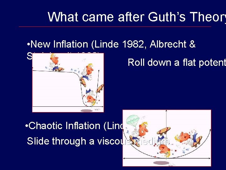 What came after Guth’s Theory • New Inflation (Linde 1982, Albrecht & Steinhardt 1982):