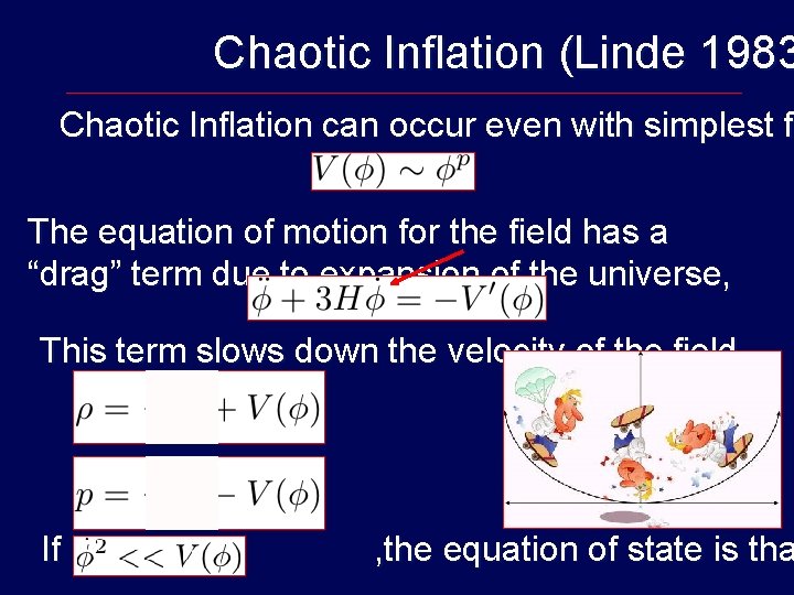 Chaotic Inflation (Linde 1983 Chaotic Inflation can occur even with simplest fo f The