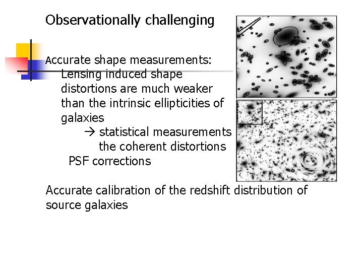Observationally challenging Accurate shape measurements: Lensing induced shape distortions are much weaker than the